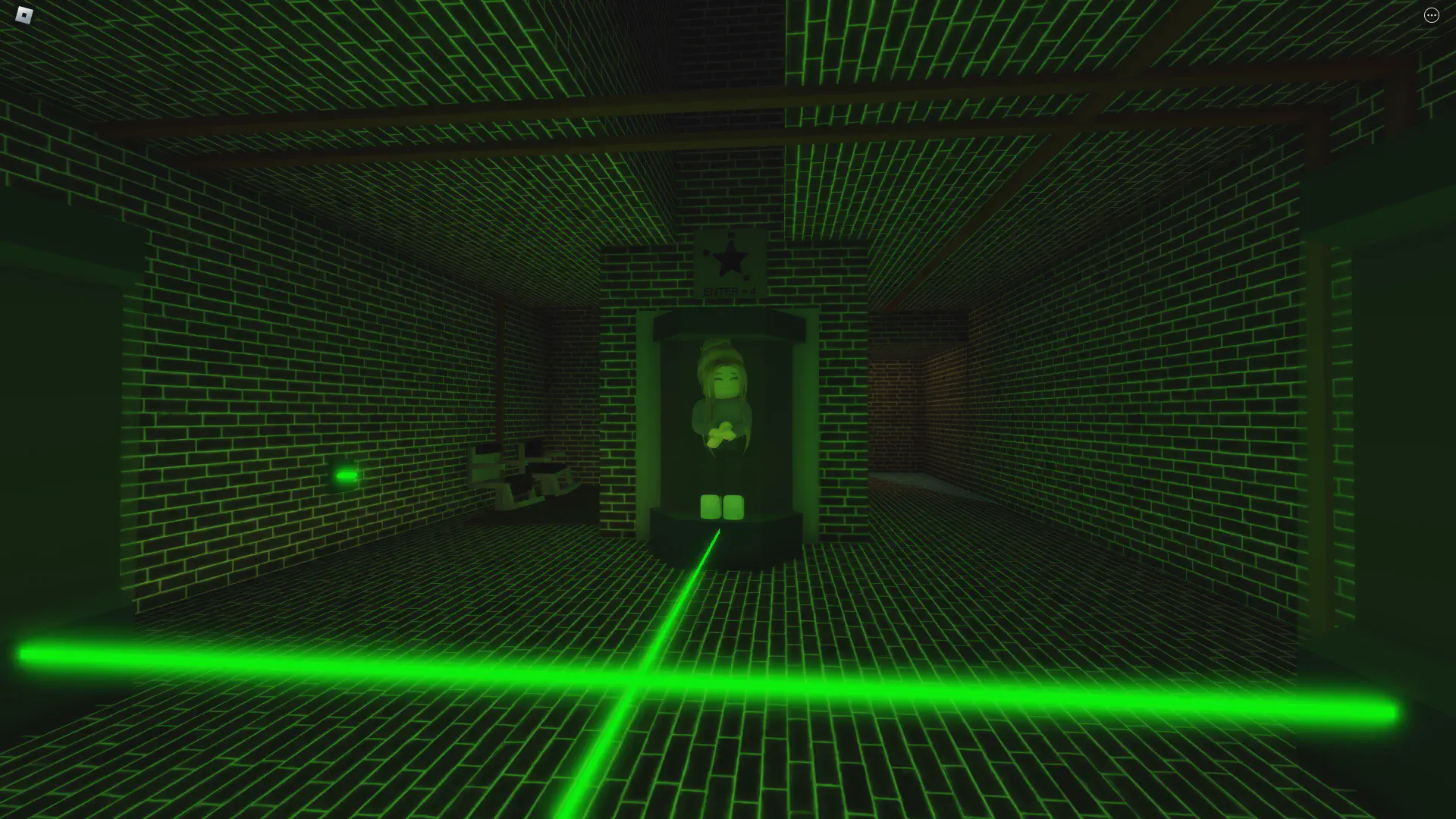 Result of standing in capsules turns the lasers green