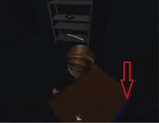 Blue key card hidden behind office cabinet