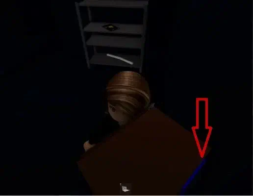 Blue key card hidden behind office cabinet