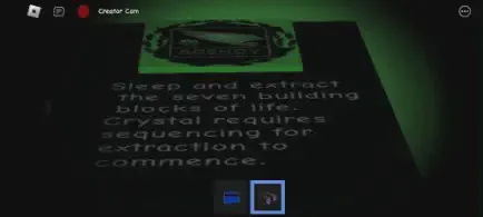 Agency note that says sleep and extract 7 building blocks of life. Crystal requires sequencing