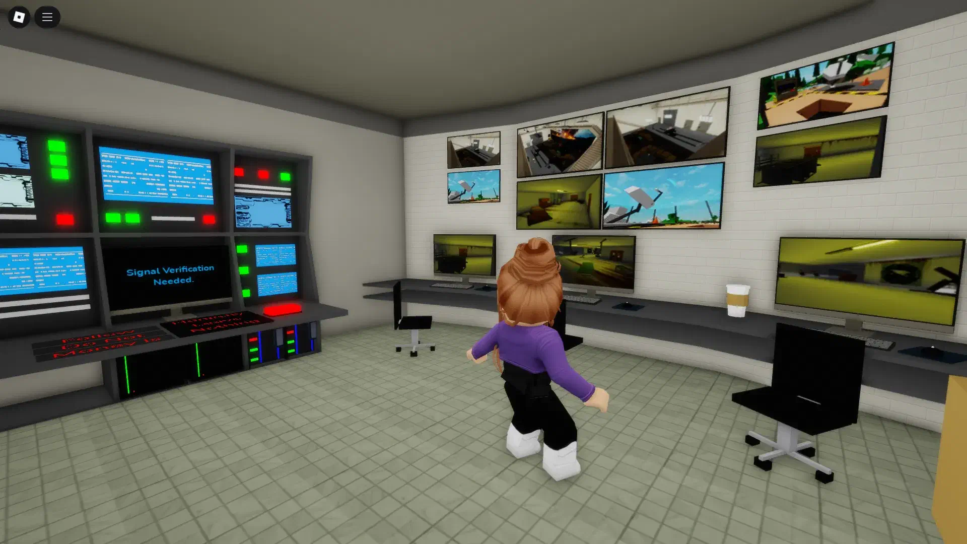 Hidden Watch Room discovered in the Brookhaven Movie Set with control panels