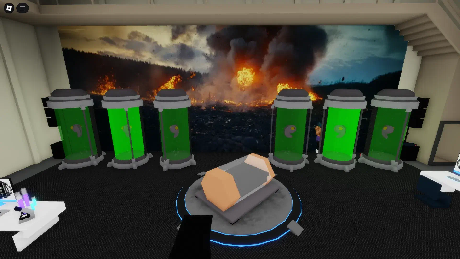 Brookhaven alien capsules lit up after activating electricity in the movie set