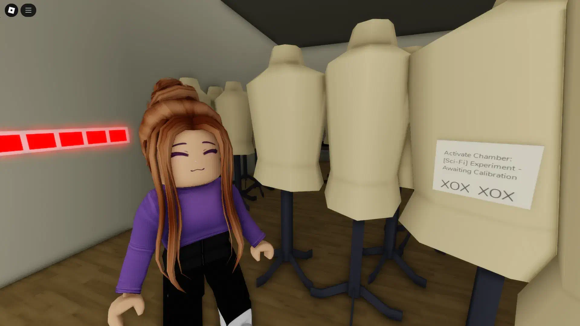 Mannequin in Brookhaven movie set basement with a mysterious note attached