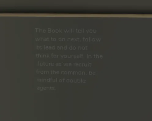 Message behind chair to follow the book
