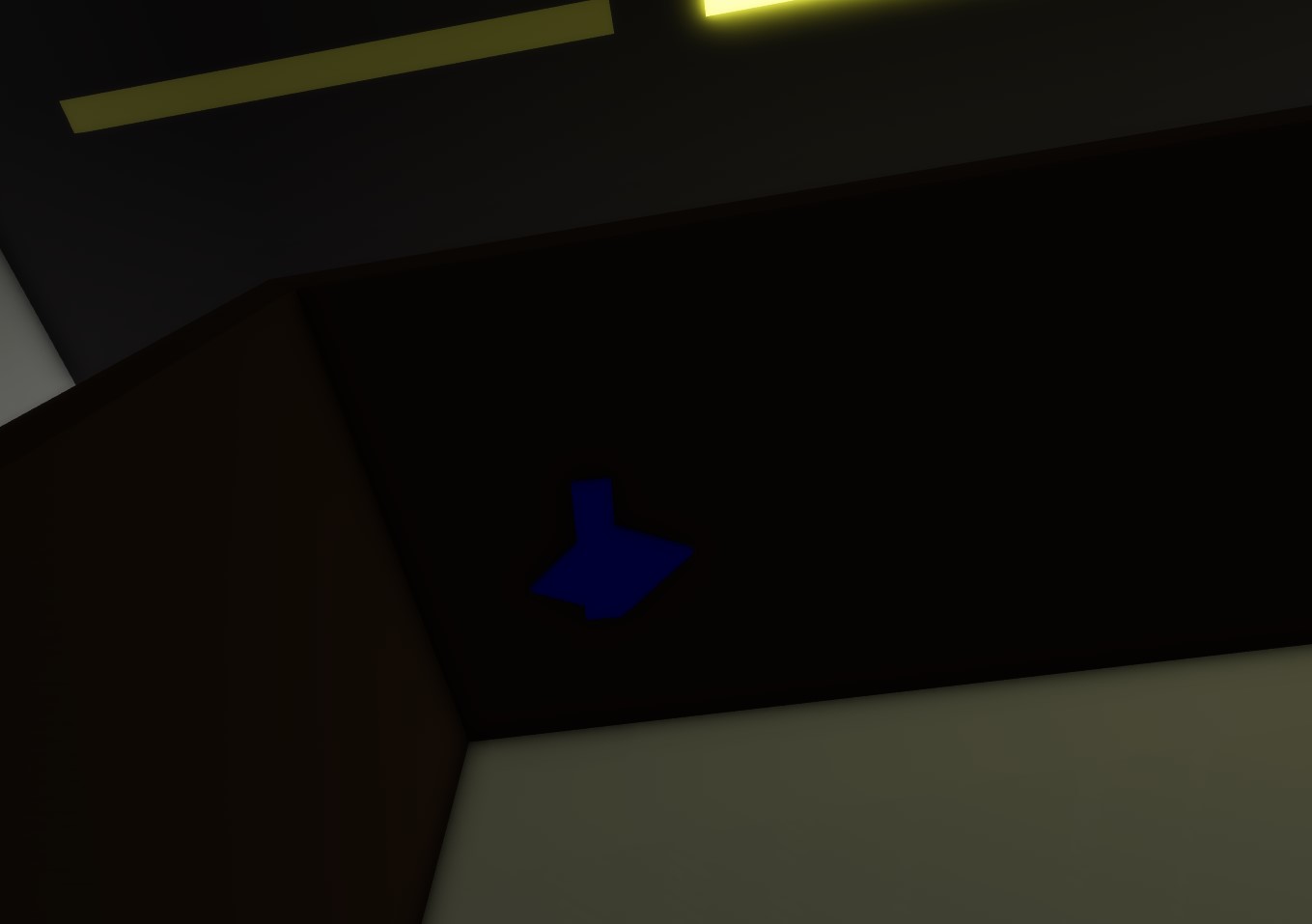 Secret button under a table in a room behind xray.