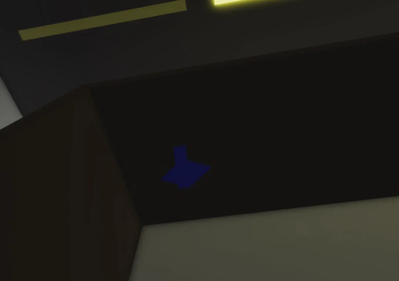 Secret button under a table in a room behind xray.