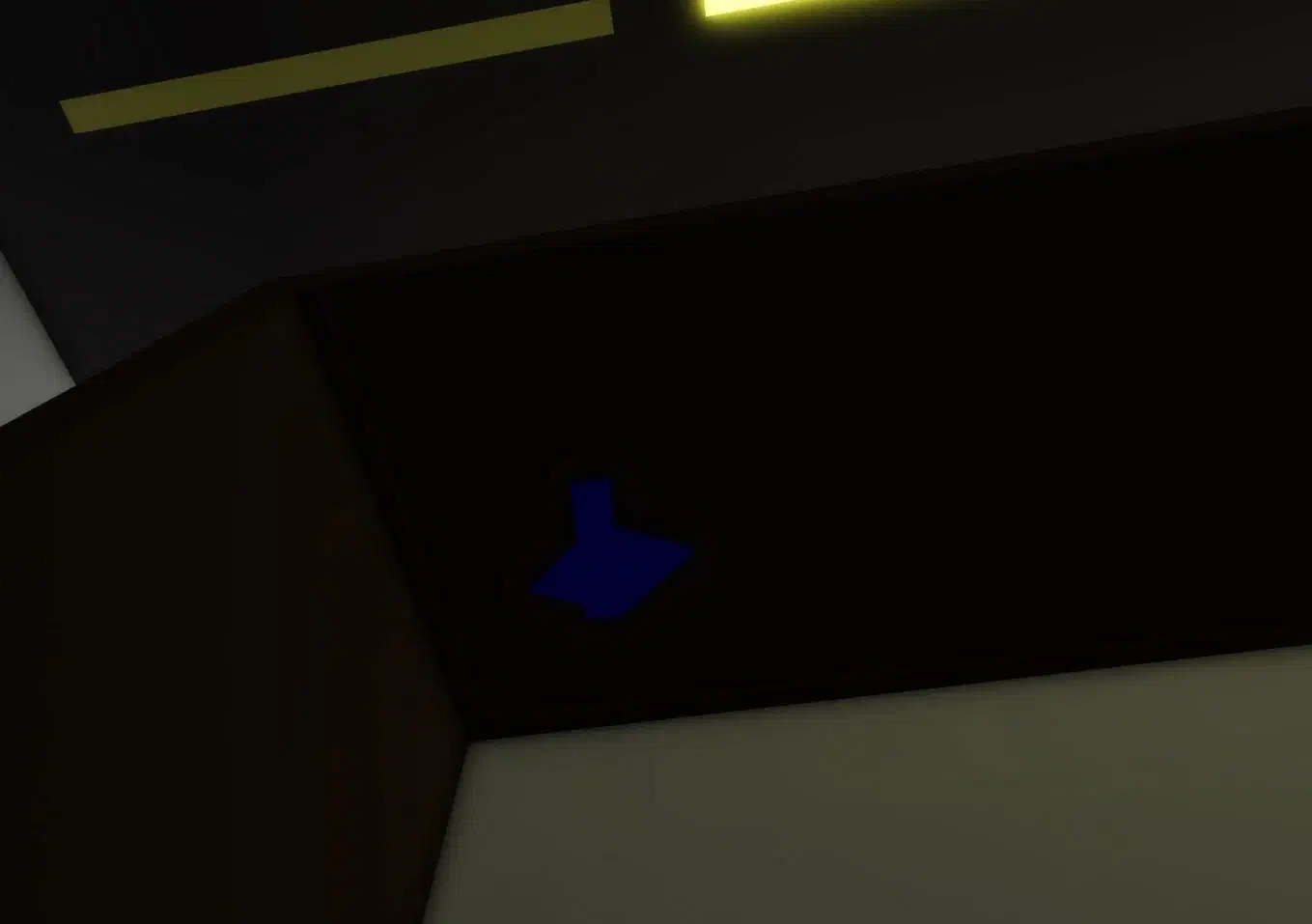 Secret button under a table in a room behind xray.