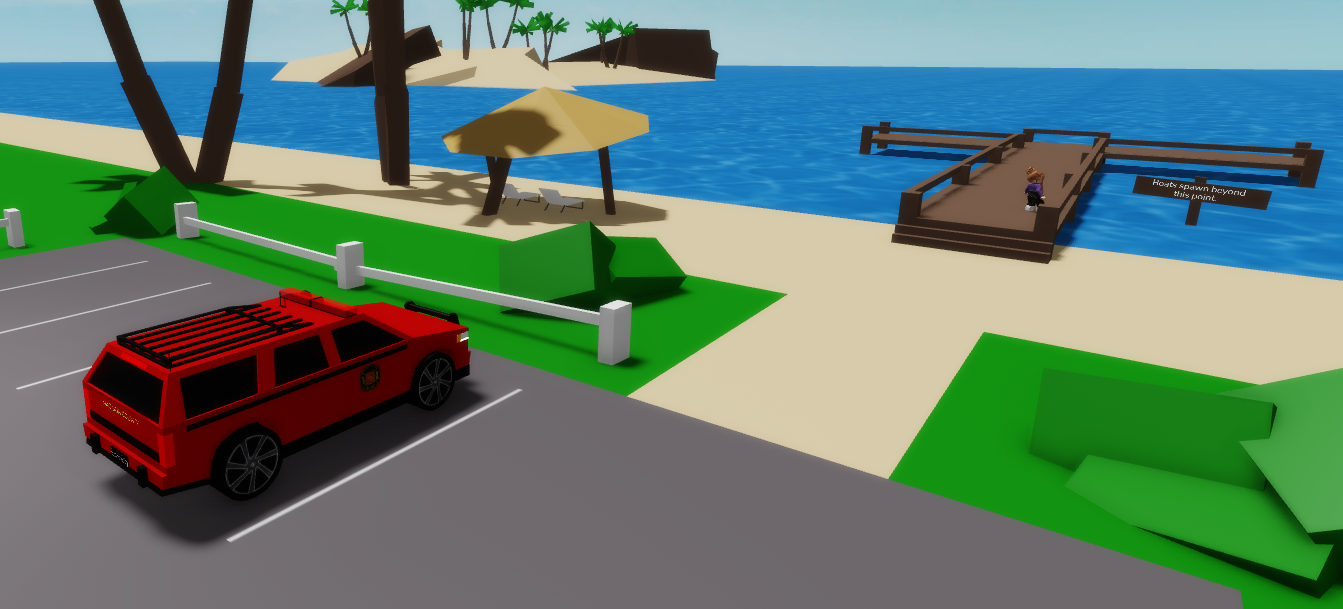 Beach parking with access to peir and seating near beach