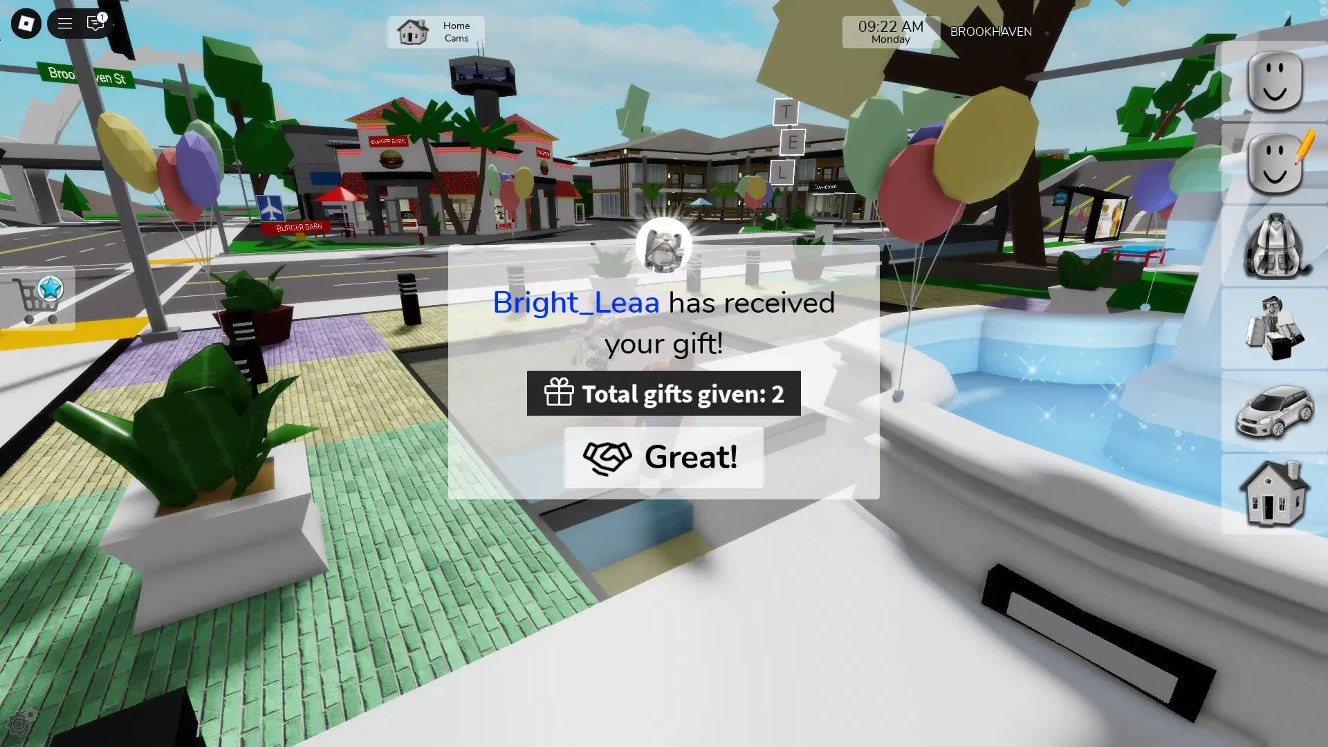 Brookhaven screen confirming gift purchase.