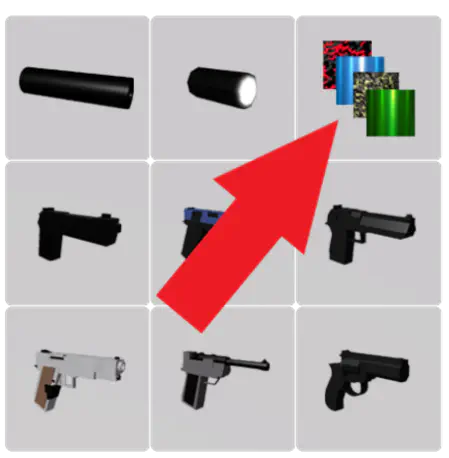 Panel of additional weapons to select from including skins