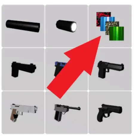 Panel of additional weapons to select from including skins