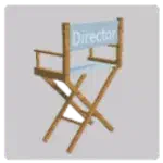 BrookhavenRP Prop: Black folding chair labeled “Director.”