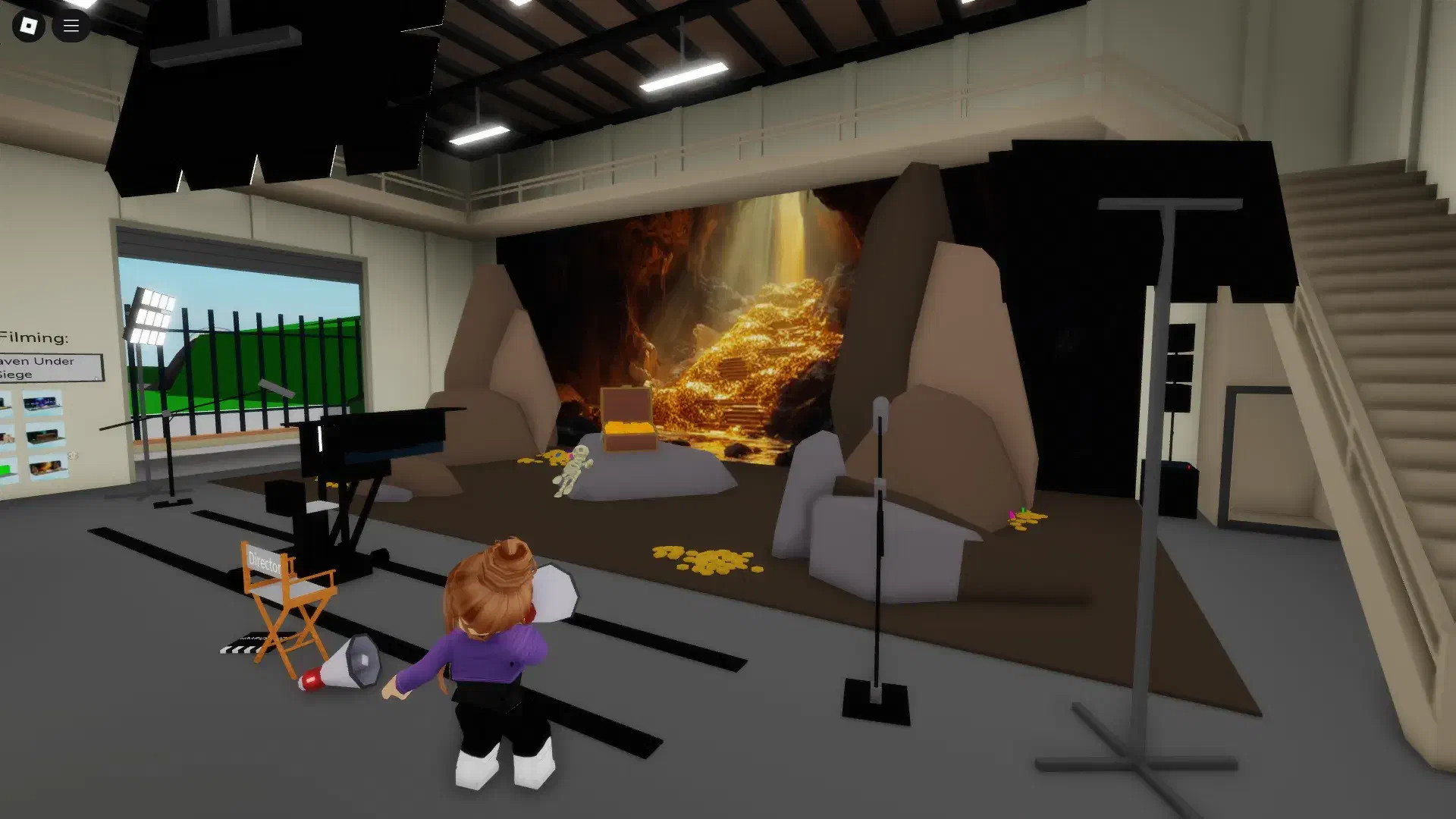 Inside the new Brookhaven Movie RP Set showing treasure-themed scene with camera and props