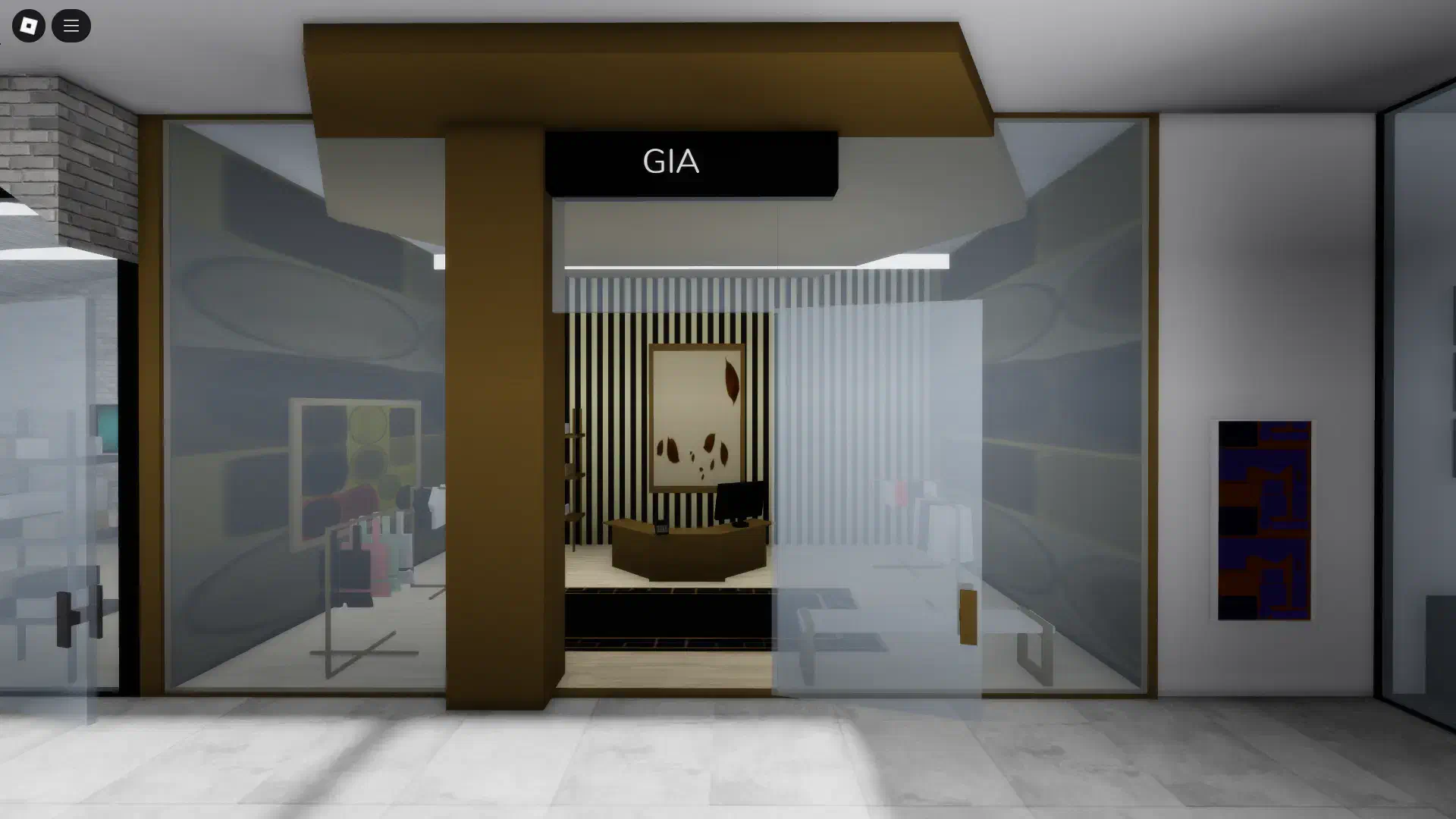 The GIA clothing store inside the remodeled mall in BrookhavenRP, featuring a modern retail setup.
