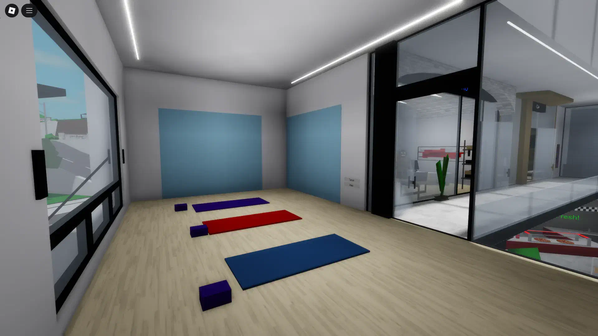 The remodeled dance studio in BrookhavenRP's mall, can now transform into a yoga studio, offering a relaxing atmosphere.